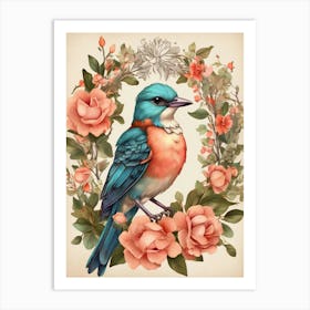 Bird In A Wreath 8 Art Print