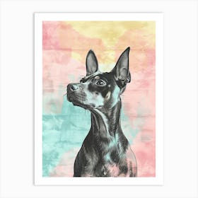 Miniature Pinscher Dog Pastel Line Watercolour Illustration  1 Art Print