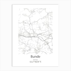 Bunde,Germany Minimalist Map Art Print