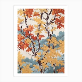 River Birch 1 Vintage Autumn Tree Print  Art Print