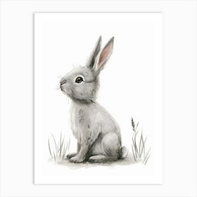 Silver Marten Rabbit Kids Illustration 4 Art Print