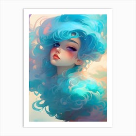 Blue Haired Girl-Reimagined 2 Art Print