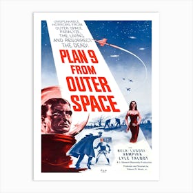 Plan Nine From Outer Space With Bela Lugosi, Scifi Movie Poster Art Print