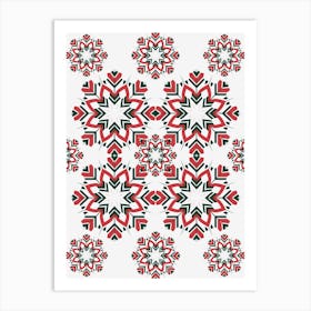 Snowflakes On A Black Background Art Print