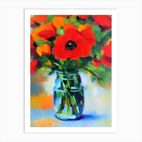 Poppy Floral Abstract Block Colour 1 1 Flower Art Print