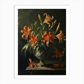 Baroque Floral Still Life Gloriosa Lily 3 Art Print