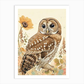 Spotted Owl Japanese Painting 4 Art Print