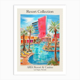 Poster Of Aria Resort Collection & Casino   Las Vegas, Nevada  Resort Collection Storybook Illustration 3 Art Print