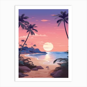 Illustration Of Greenmount Beach Australia In Pink Tones 2 Art Print