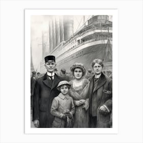 Titanic Family Boarding Ship Vintage1 Art Print