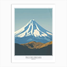 Pico De Orizaba Mexico Color Line Drawing 1 Poster Art Print