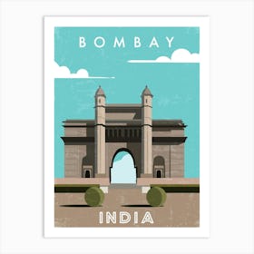 Bombay, India — Retro travel minimalist poster Art Print