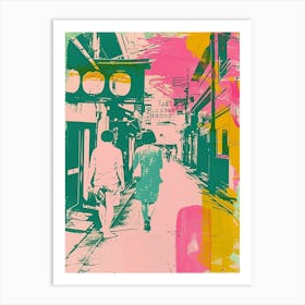 Nara Japan Retro Duotone Silkscreen 4 Art Print