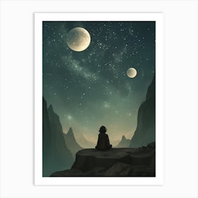 Person Sitting On A MoonRock Art Print