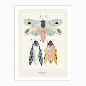 Colourful Insect Illustration Whitefly 10 Poster Art Print