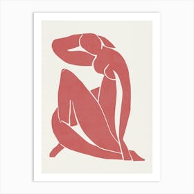 Inspired by Matisse - Woman In Red 01 Art Print