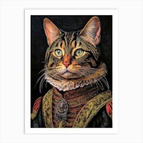 Cat In Period Costume Art Print