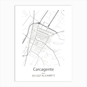 Carcagente,Spain Minimalist Map Art Print