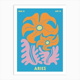 Aries Print Zodiac Poster Astrology Wall Decor Flower Market Botanical Art Print