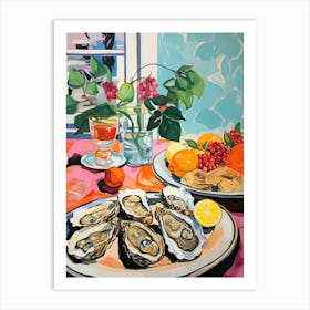 Mediterranean Seafood Lunch Summer Illustration 1 Art Print