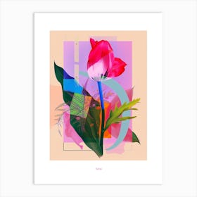 Tulip 2 Neon Flower Collage Poster Art Print