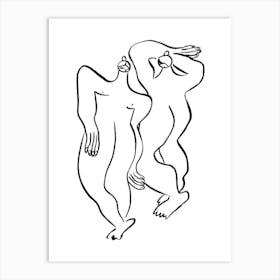 Two Nude Girls Art Print