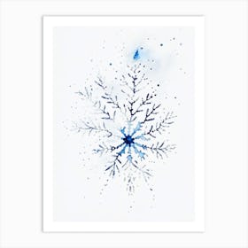 Nature, Snowflakes, Minimalist Watercolour 3 Art Print