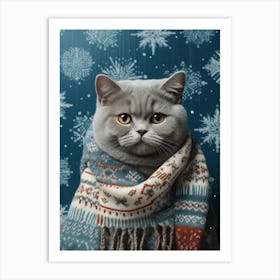 Cat In A Scarf Art Print