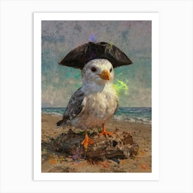 Seagull With Pirate Hat Art Print