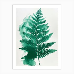 Green Ink Painting Of A Cinnamon Fern 4 Art Print