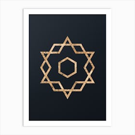 Abstract Geometric Gold Glyph on Dark Teal n.0398 Art Print