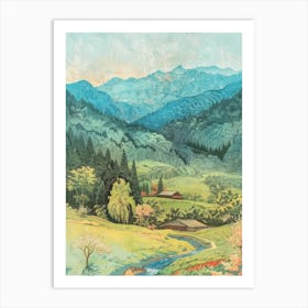 Kiso Valley Japan 1 Retro Illustration Art Print