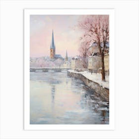 Dreamy Winter Painting Zurich Switzerland 4 Art Print