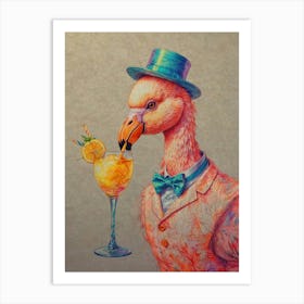 Flamingo Cocktail Art Print