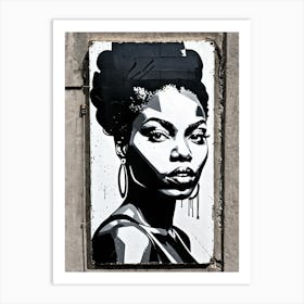 Vintage Graffiti Mural Of Beautiful Black Woman 97 Art Print