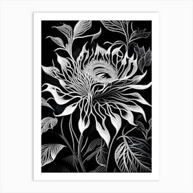 Passionflower Leaf Linocut 6 Art Print