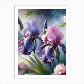 Iris Painting Floral Vintage Style Art Print