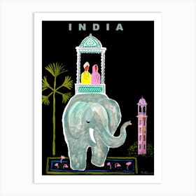 India, Traveling On a Big Elephants Back Art Print