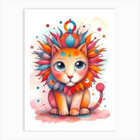 Sunny Mane, the Dreamy Lion Cub Art Print