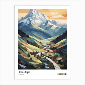 The Alps   Geometric Vector Illustration 1 Poster Art Print