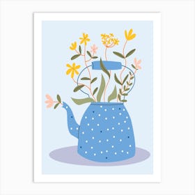 Teapot With Flowers Art Print