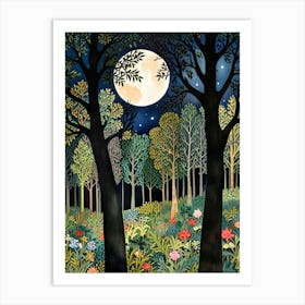 William Morris Moonlight In The Forest 99 Art Print