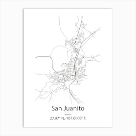 San Juanito De Escobedo,Mexico Minimalist Map Art Print