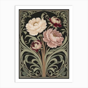 Deco Peonies William Morris Style Art Print