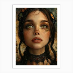 Girl With Green Eyes Art Print