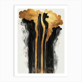 Abstract Swirling Patterns Of Black And Gold Colors, Creating A Sense Of Movement And Contrast Art Print