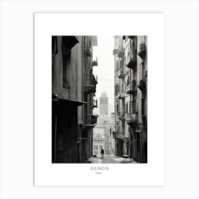 Poster Of Genoa, Italy, Black And White Analogue Photography 1 Art Print