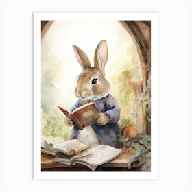 Bunny Reading Rabbit Prints Watercolour 7 Art Print