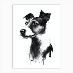 Cute Jack Rrussel Terrier Black Ink Portrait Art Print