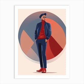 Stylish Red Gentleman Art Print